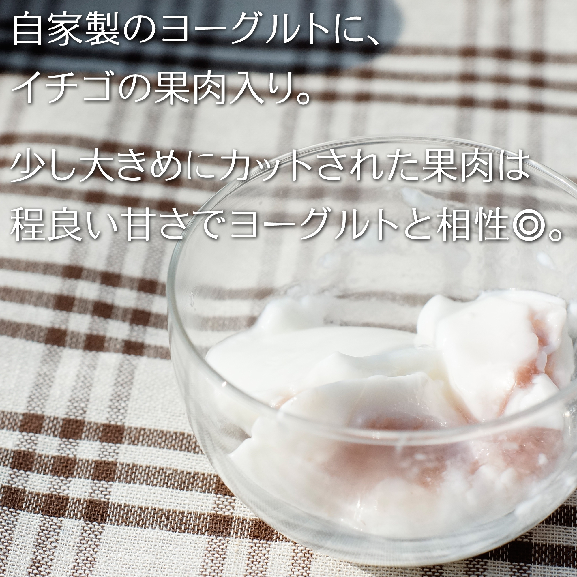 自家製ヨーグルトにイチゴの果肉入り。